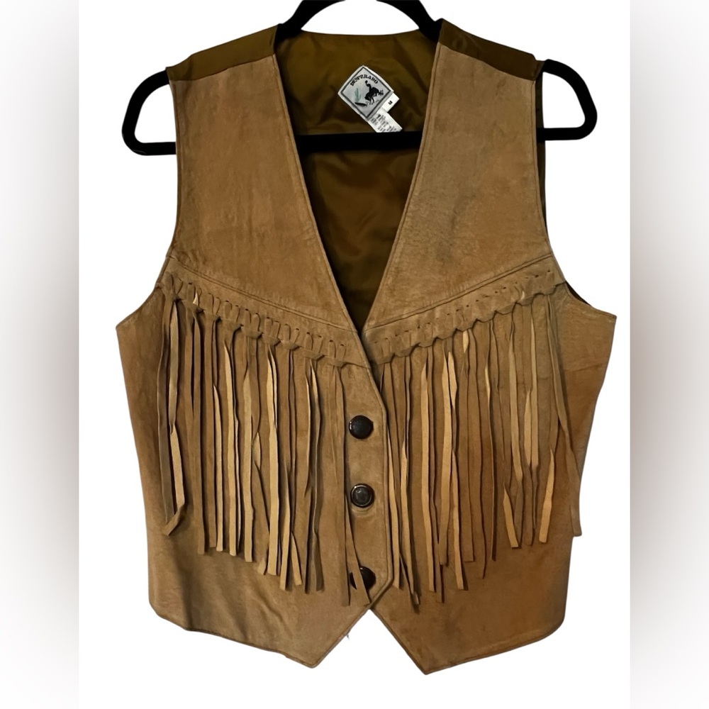 Vintage Desperado Suede Leather Fringe Western Button-Up Women's Vest Medium